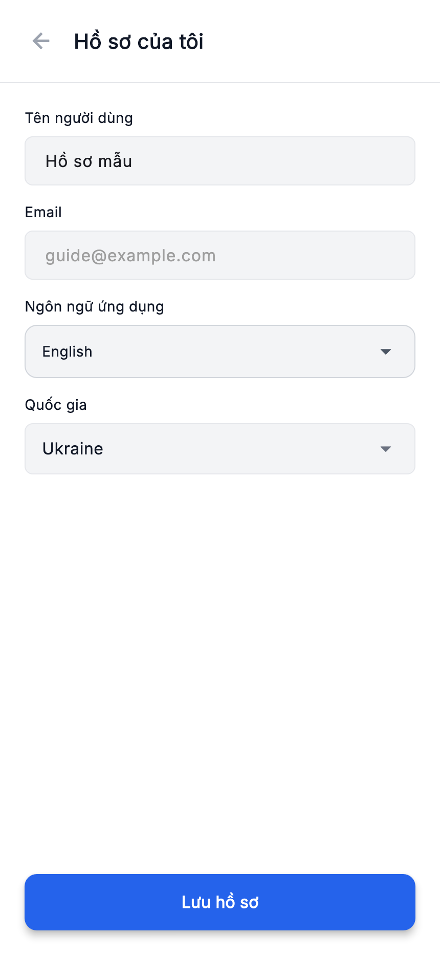 Hồ sơ: ngôn ngữ ứng dụng và lưu.
