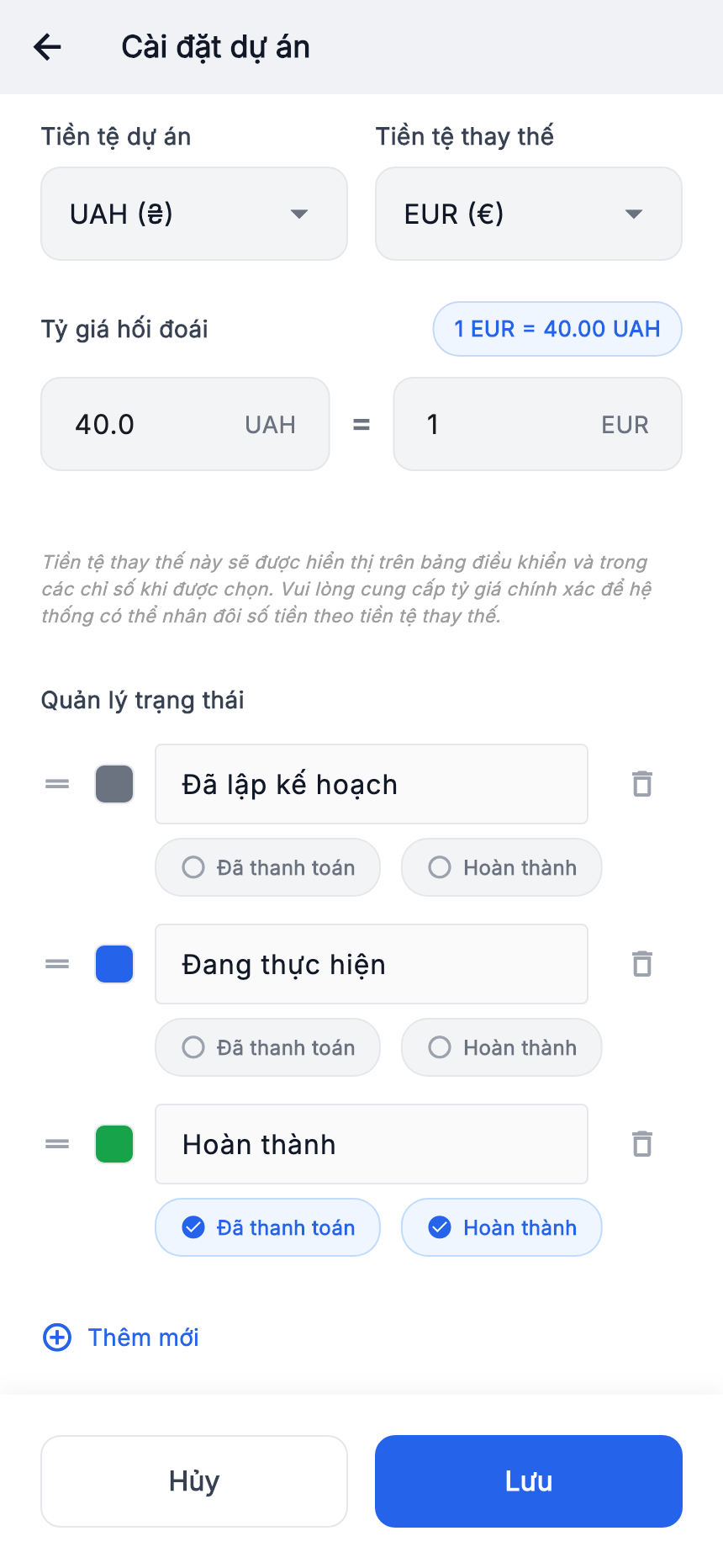 Chính UAH, thay thế EUR. Tỷ giá minh họa 40 UAH = 1 EUR.